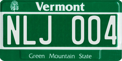 VT license plate NLJ004