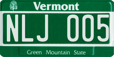 VT license plate NLJ005
