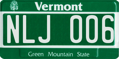 VT license plate NLJ006