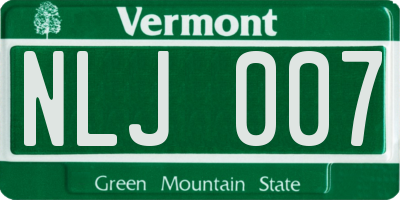 VT license plate NLJ007