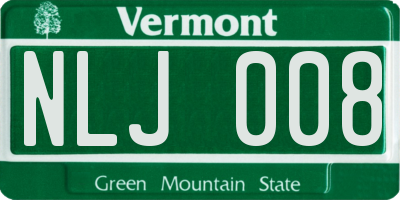 VT license plate NLJ008