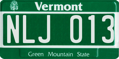 VT license plate NLJ013