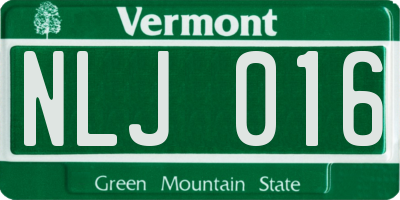 VT license plate NLJ016