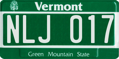VT license plate NLJ017