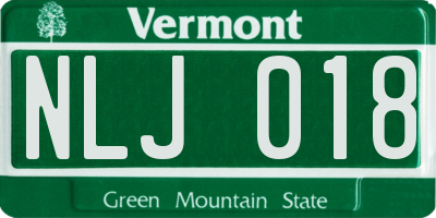 VT license plate NLJ018