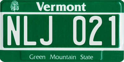 VT license plate NLJ021