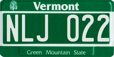 VT license plate NLJ022