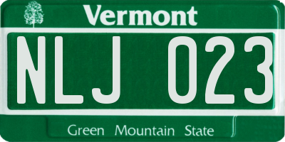 VT license plate NLJ023
