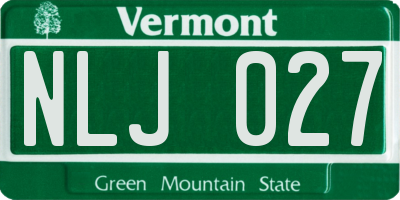 VT license plate NLJ027