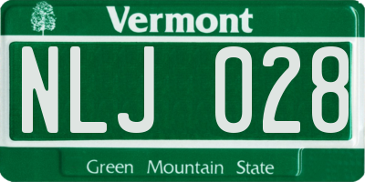 VT license plate NLJ028