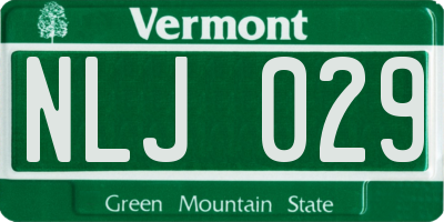 VT license plate NLJ029