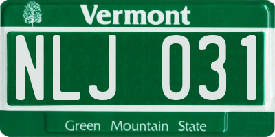 VT license plate NLJ031