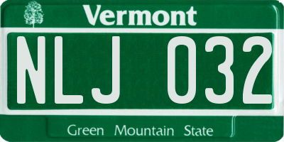 VT license plate NLJ032