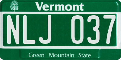 VT license plate NLJ037