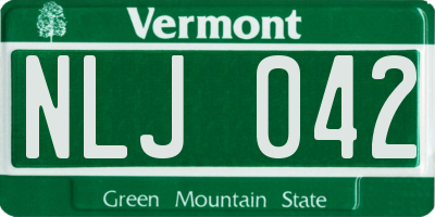 VT license plate NLJ042