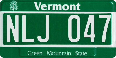 VT license plate NLJ047