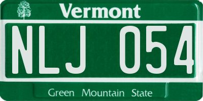 VT license plate NLJ054