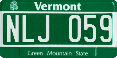 VT license plate NLJ059