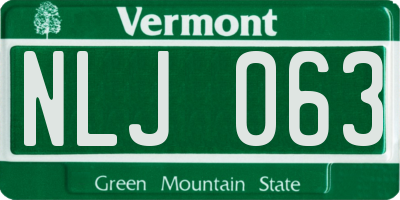 VT license plate NLJ063
