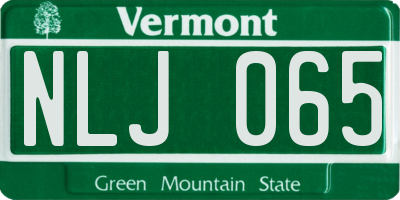 VT license plate NLJ065