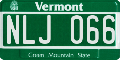 VT license plate NLJ066
