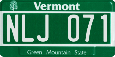 VT license plate NLJ071