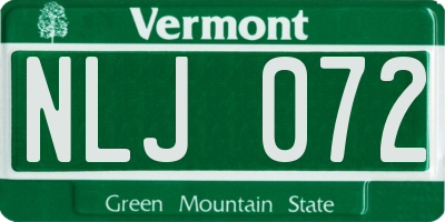 VT license plate NLJ072