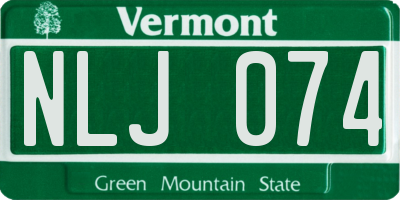 VT license plate NLJ074