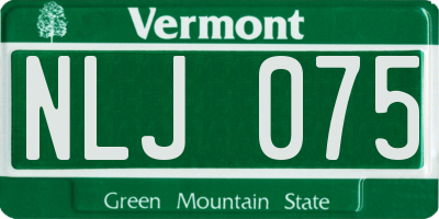 VT license plate NLJ075