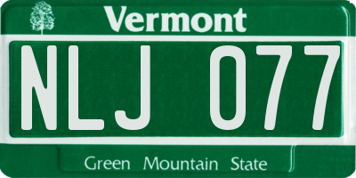 VT license plate NLJ077