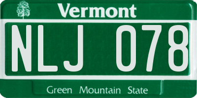 VT license plate NLJ078