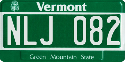 VT license plate NLJ082