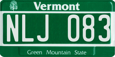 VT license plate NLJ083