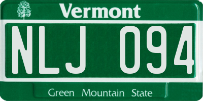 VT license plate NLJ094