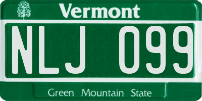 VT license plate NLJ099