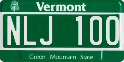 VT license plate NLJ100