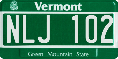 VT license plate NLJ102