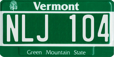 VT license plate NLJ104