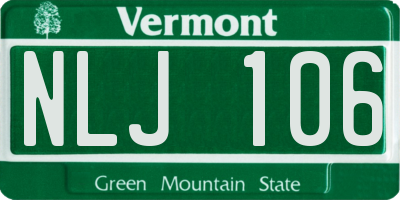 VT license plate NLJ106
