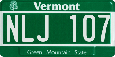 VT license plate NLJ107