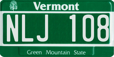 VT license plate NLJ108