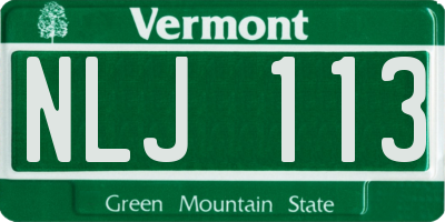 VT license plate NLJ113
