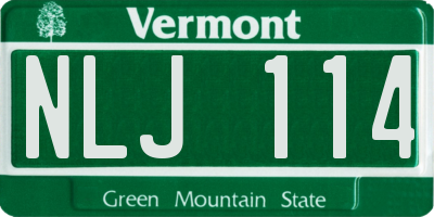 VT license plate NLJ114