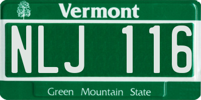 VT license plate NLJ116