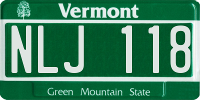 VT license plate NLJ118