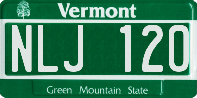 VT license plate NLJ120
