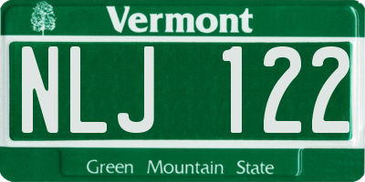 VT license plate NLJ122