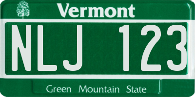 VT license plate NLJ123