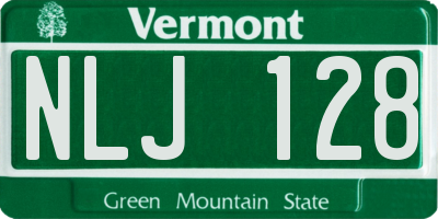 VT license plate NLJ128