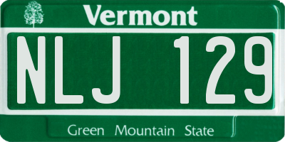 VT license plate NLJ129